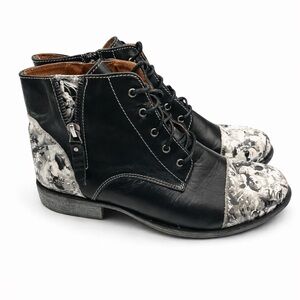 Portofino Women’s Black and White Print Ankle Boots Size 38 EU